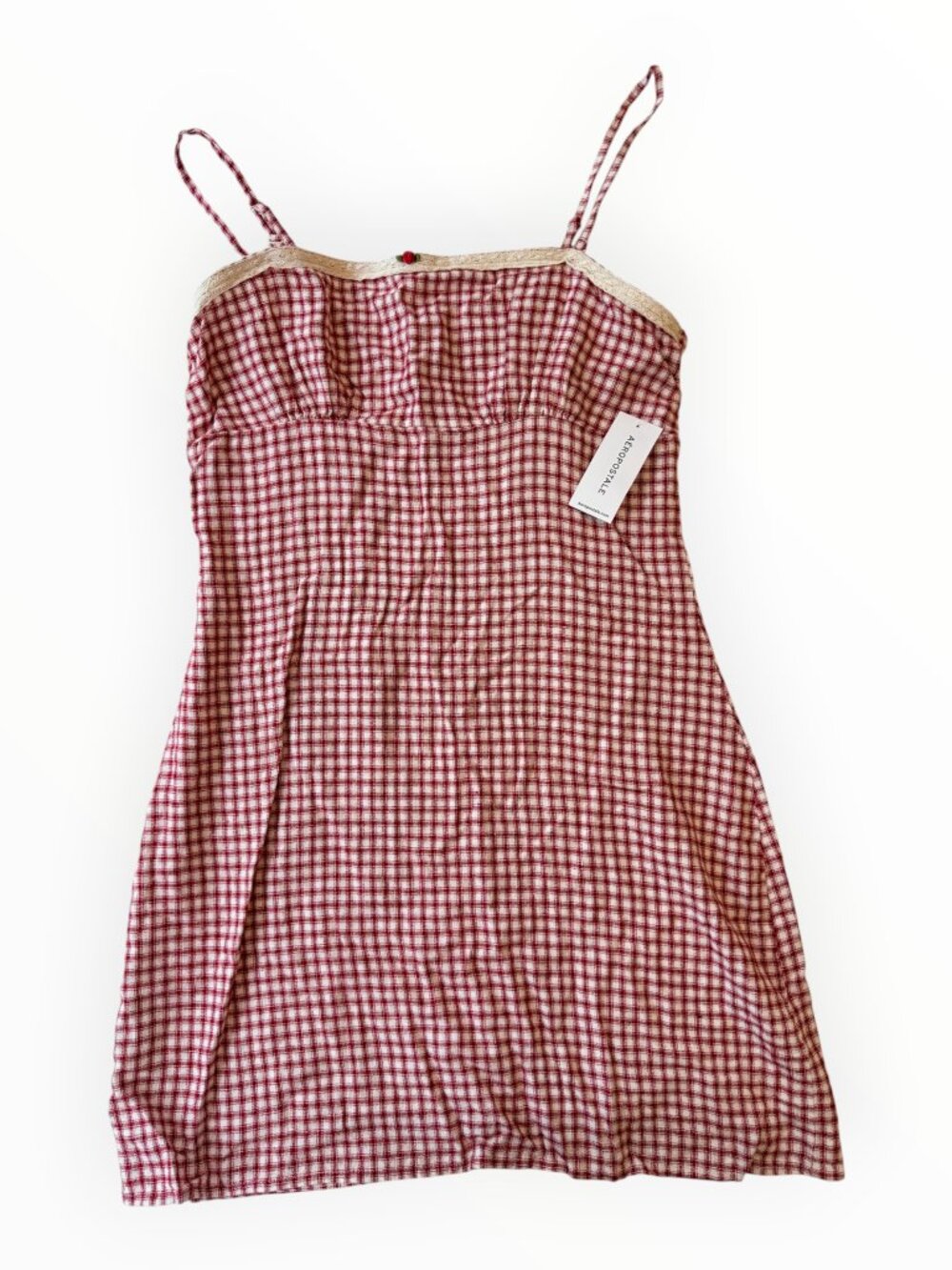 NWT Aeropostale Red Gingham Mini Dress Medium Cottagecore